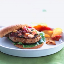 Apple-Turkey Burgers with Cranberry-Apple Salsa